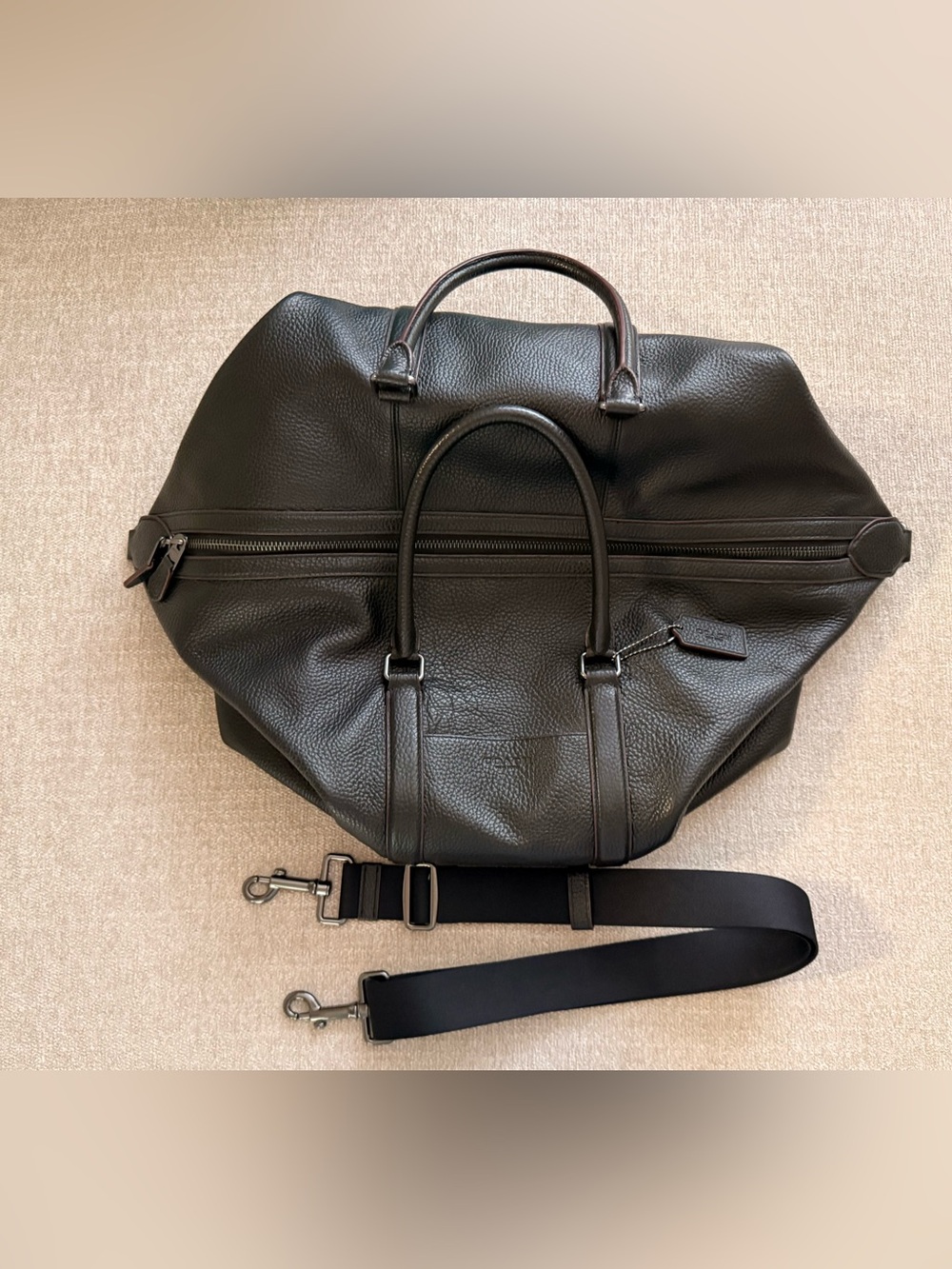 ✨Coach✨ Dark Brown Pebbled Leather Duffel - Picture 3 of 14